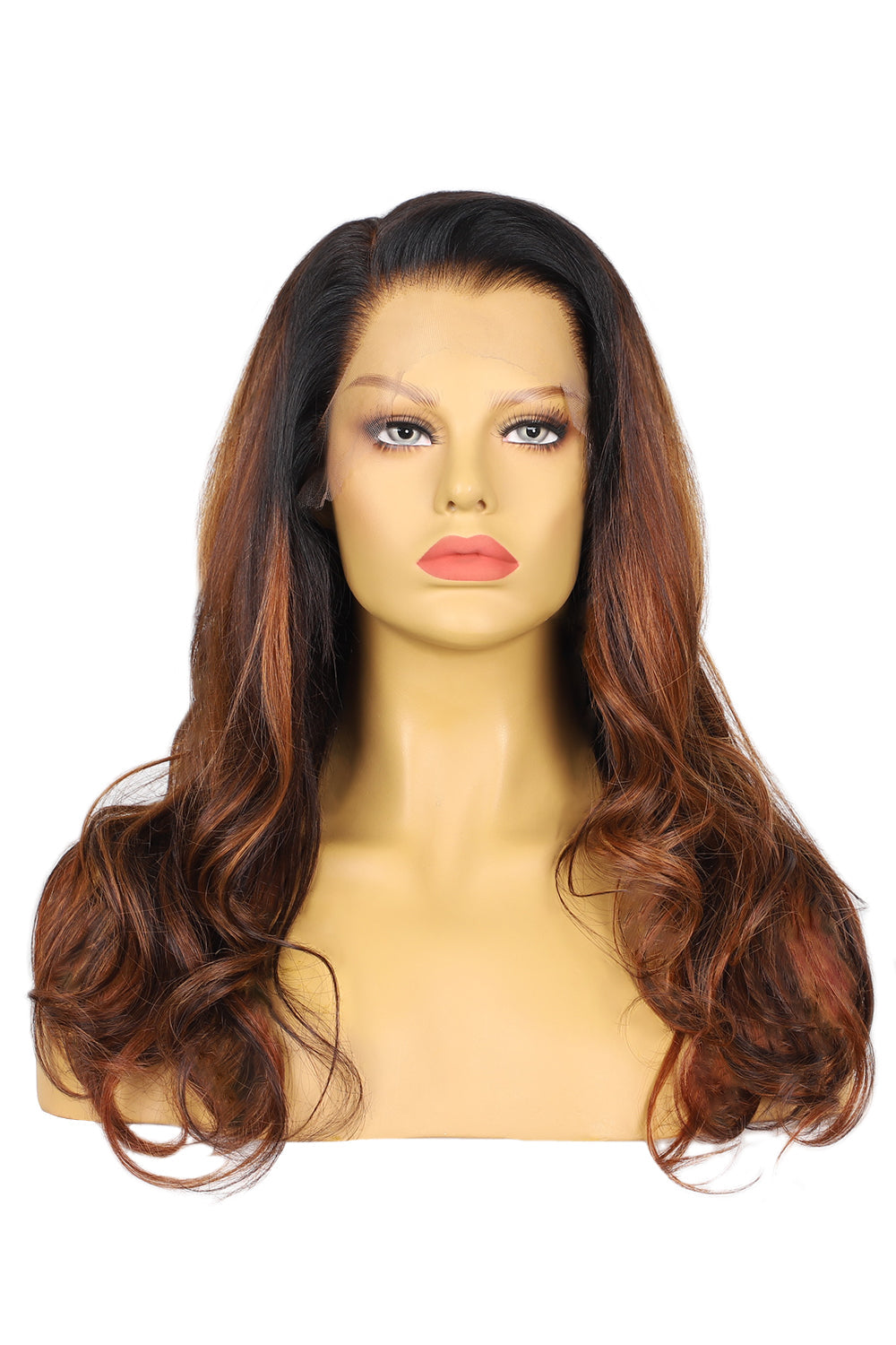 13*6 Hd Lace Ombre Brown Dark Roots Body Wave Fake Scalp Glueless Wig