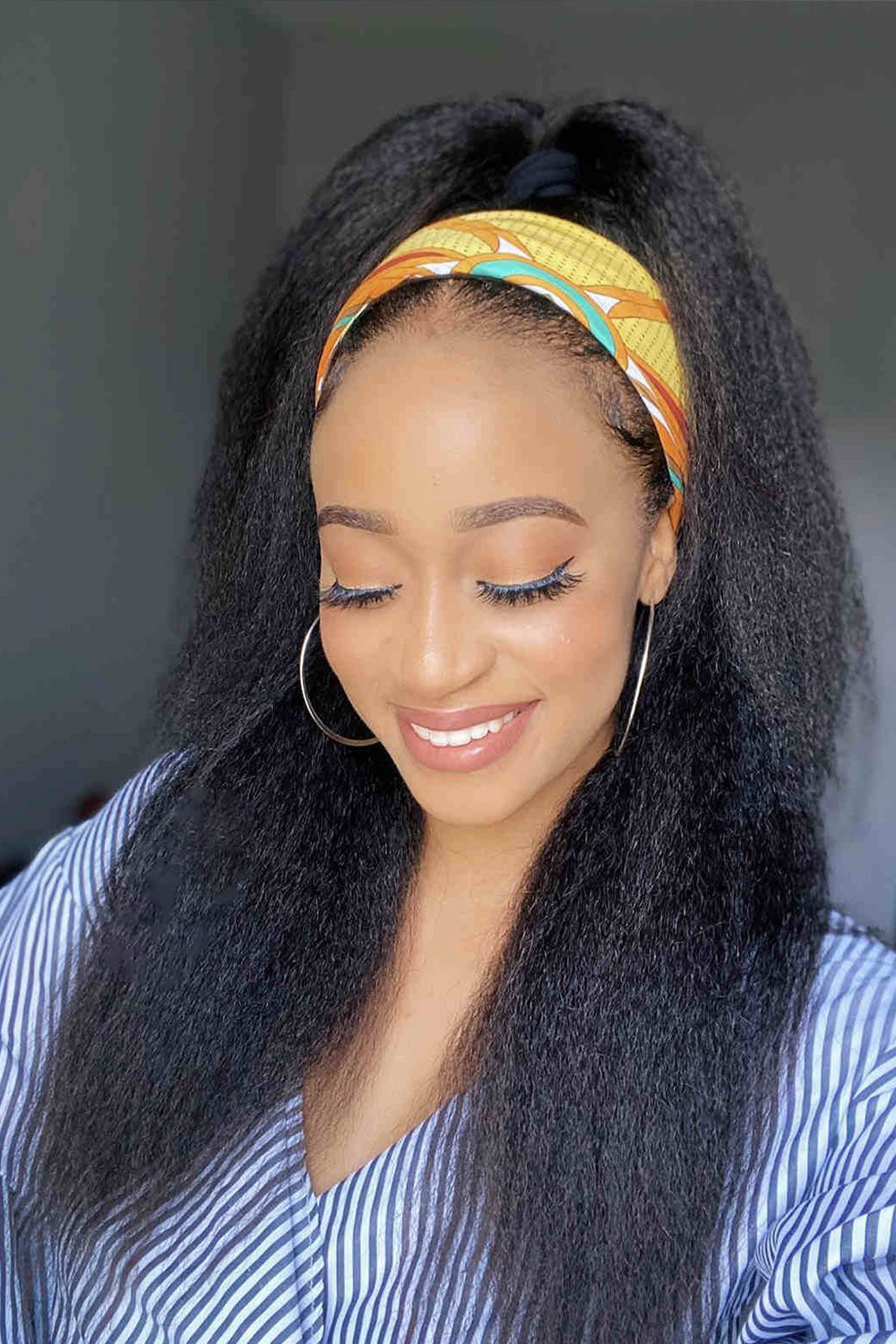 Perruque bandeau droite Yaki lourde Styles de cheveux humains HBW23