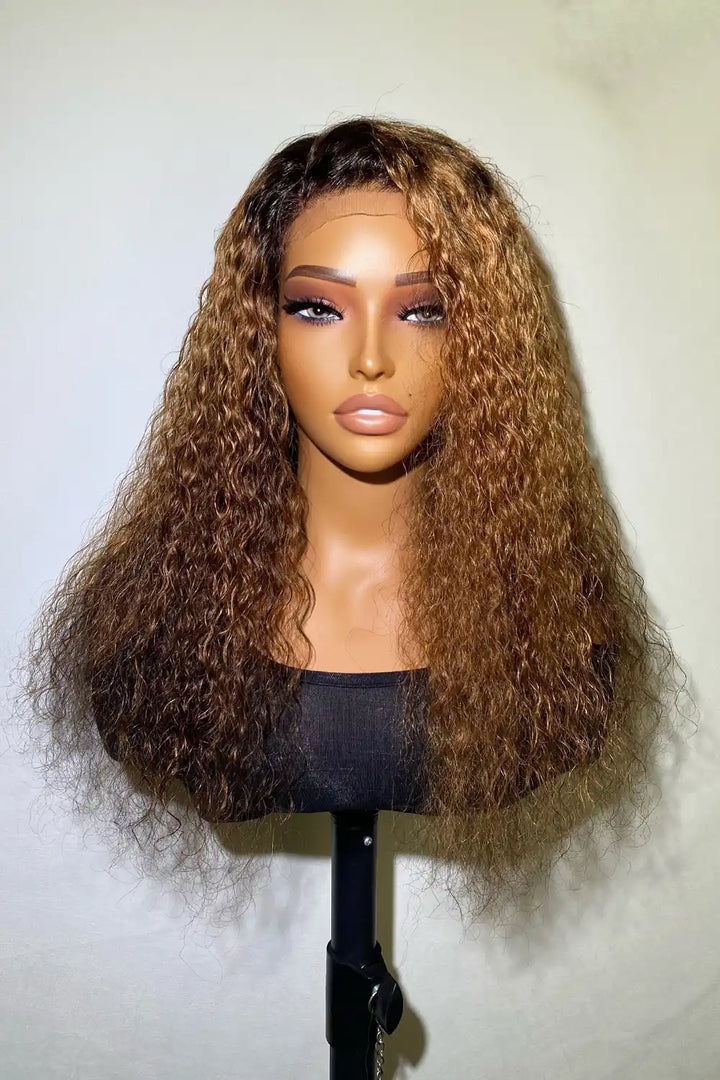 Designer Wigs-Gorgeous Mix Color Chestnut Brown Deep Wave 5x5 HD Lace Wig