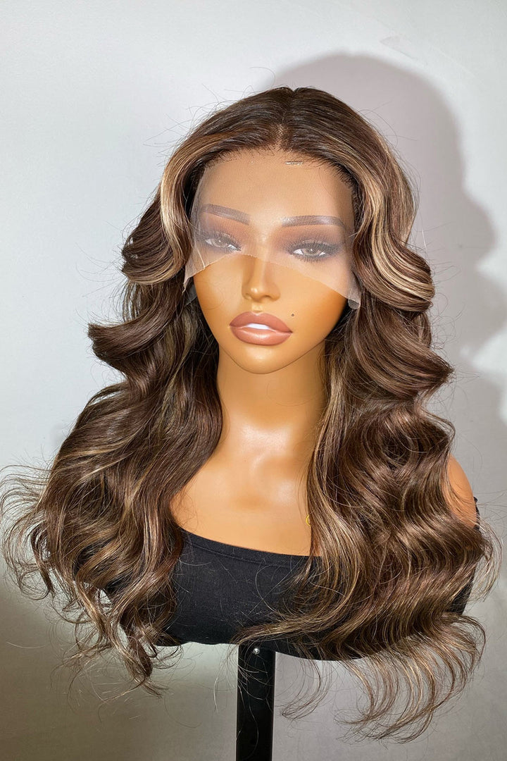 Designer Wigs-Layered Cut Loose WaveWith Stunning Highlights I T-Part