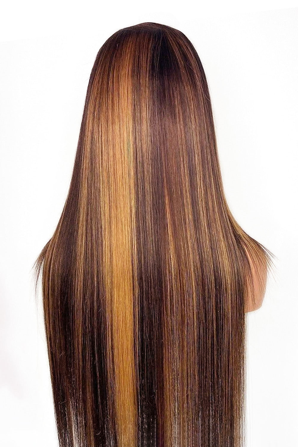 13x6 Klebstofflose HD Gerade Spitze Front Braun Perücke mit Blond Highlights