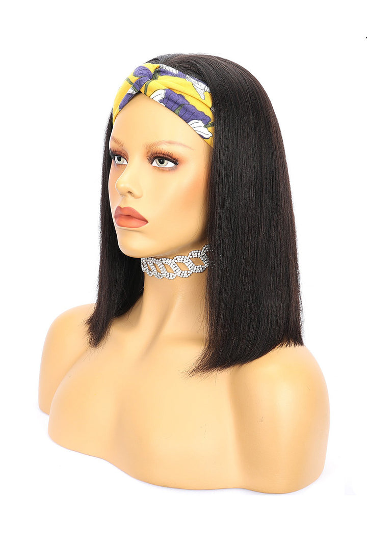 Estilos de peluca con diadema de cabello humano Yaki Straight Bob