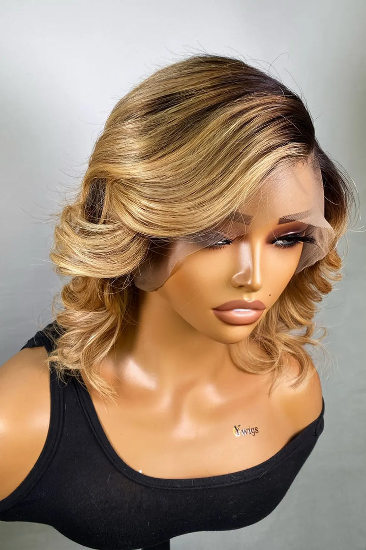 Designer Wigs-Blonde Ombre Body Waves 13x4 Light Brown C Part