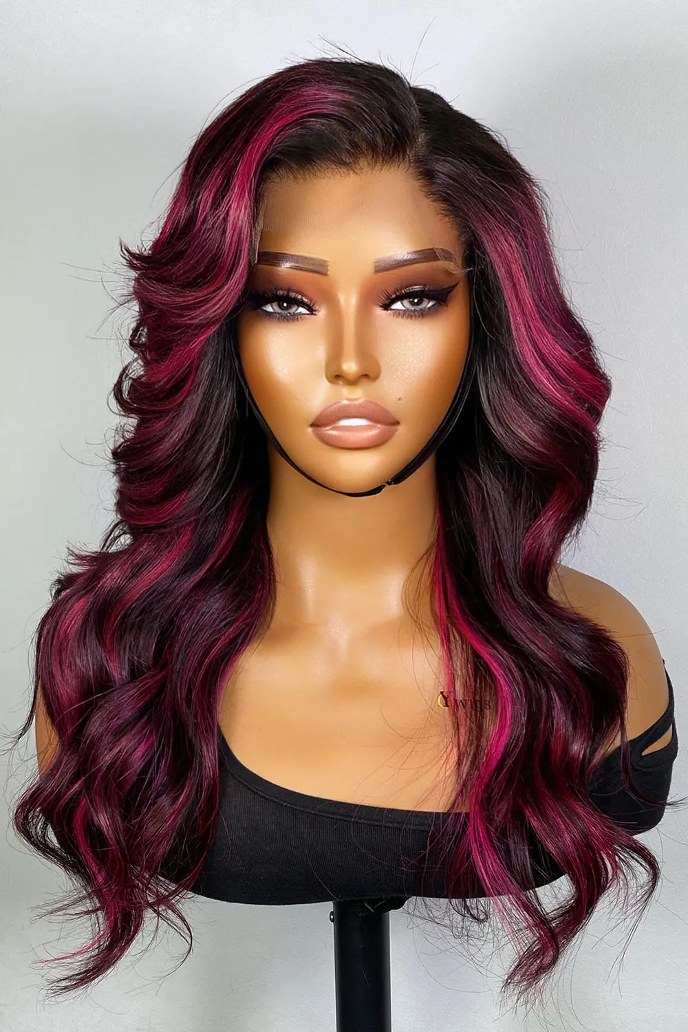 Designer Wigs-13*6 HD Pink Skunk Stripe Side Part Body Wave
