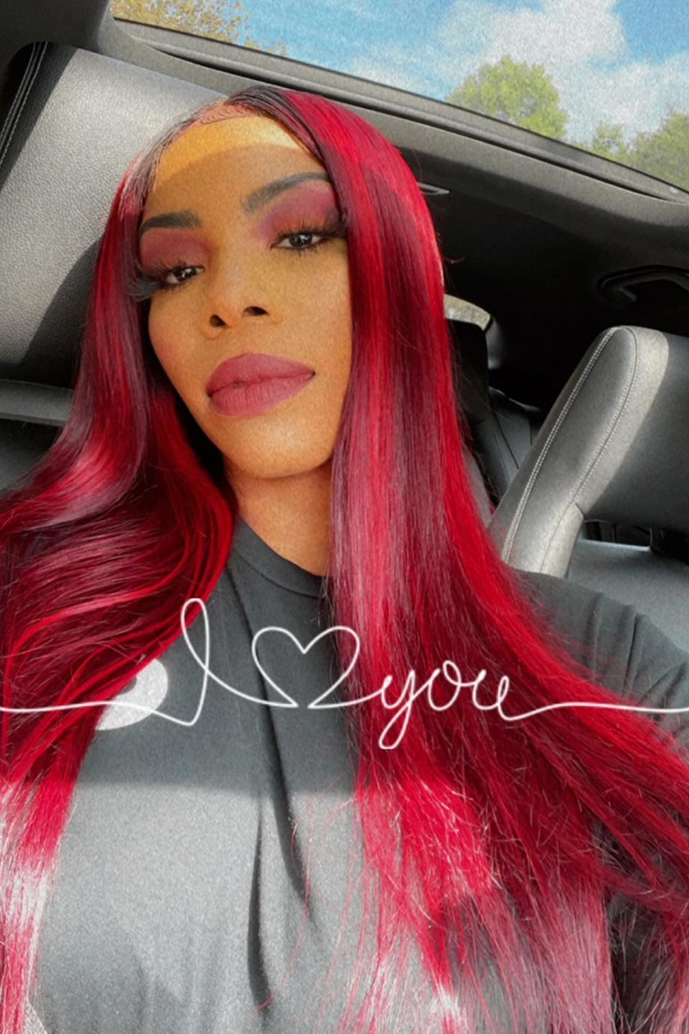 Perruque Lace Wig Hd sans colle Carly 13x6 noir rouge droite-HD56