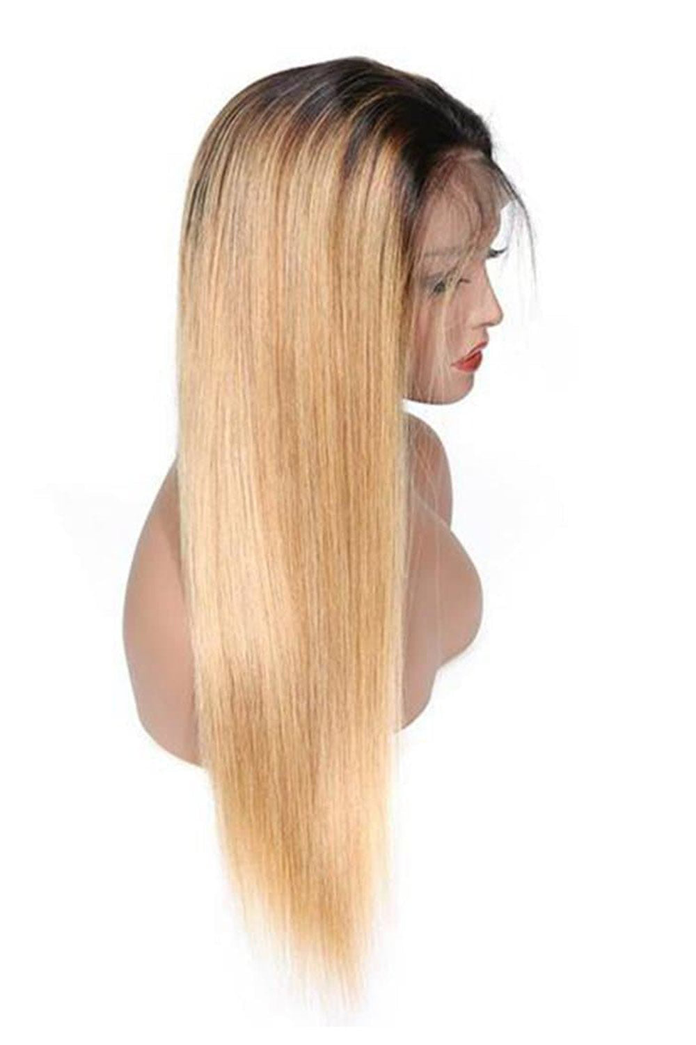 13x6 sans colle HD dentelle fraise blonde avec racines foncées-HD50