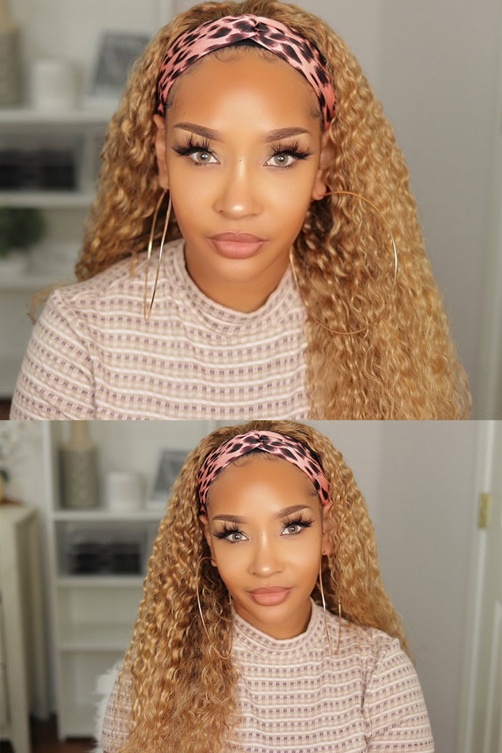 Loose Deep Wave #27 Color Human Hair Headband Wig HBW11