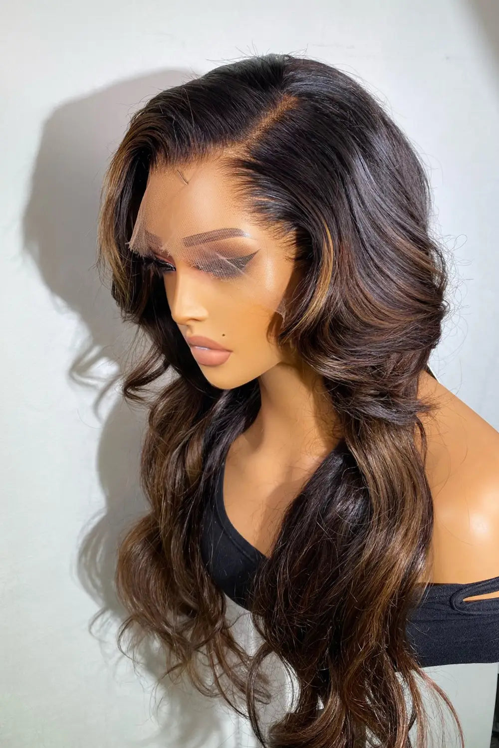 Designer Wigs-13*6 HD Glueless Brown Highlights Wave Wig