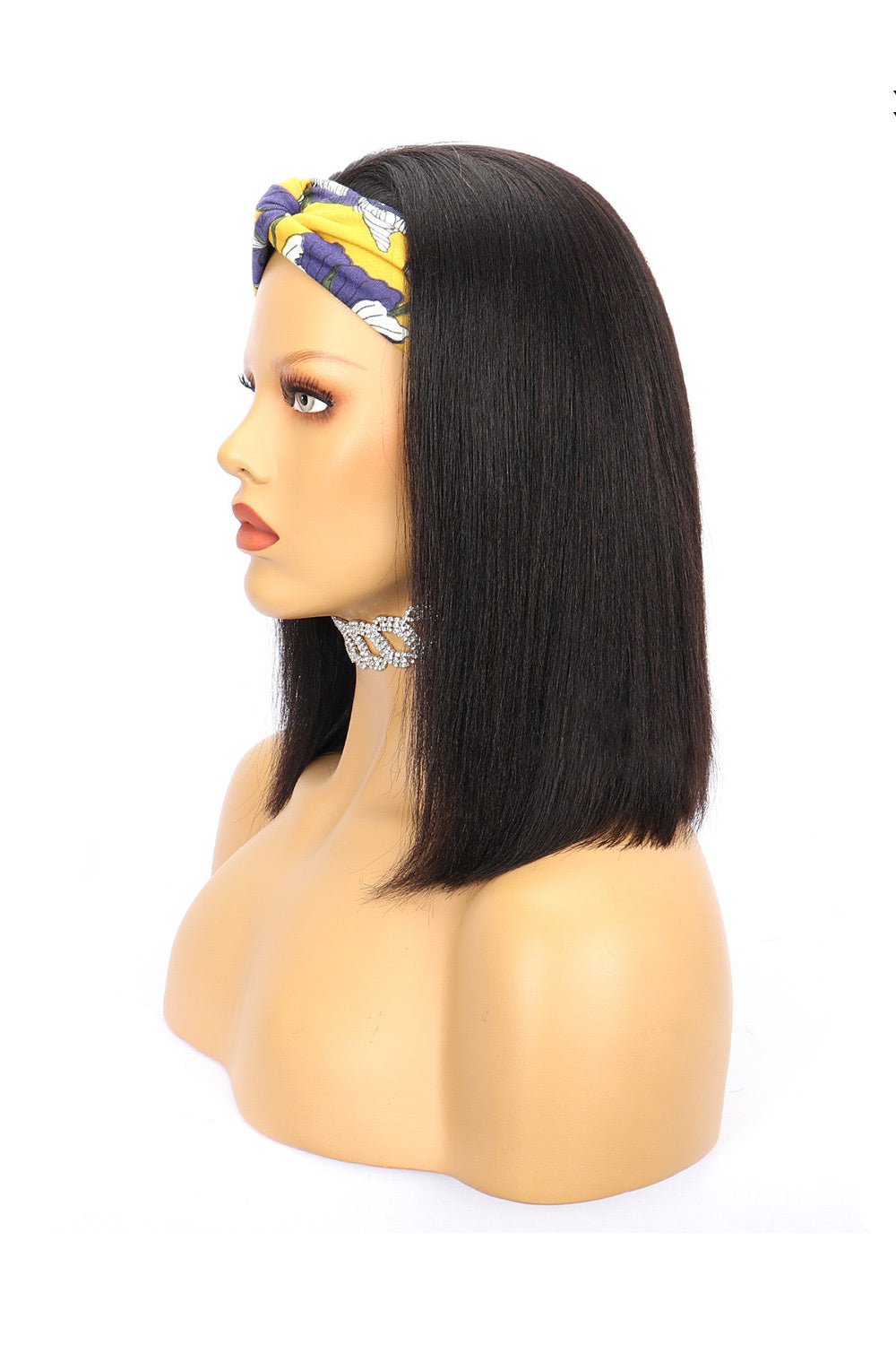 Estilos de peluca con diadema de cabello humano Yaki Straight Bob