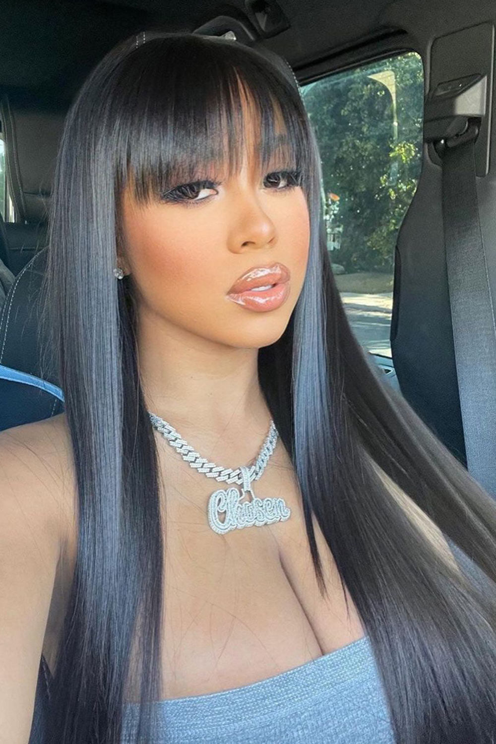 360 Hd Lace Wigs With Bangs Long Straight Pre Plucked Human Hair-1