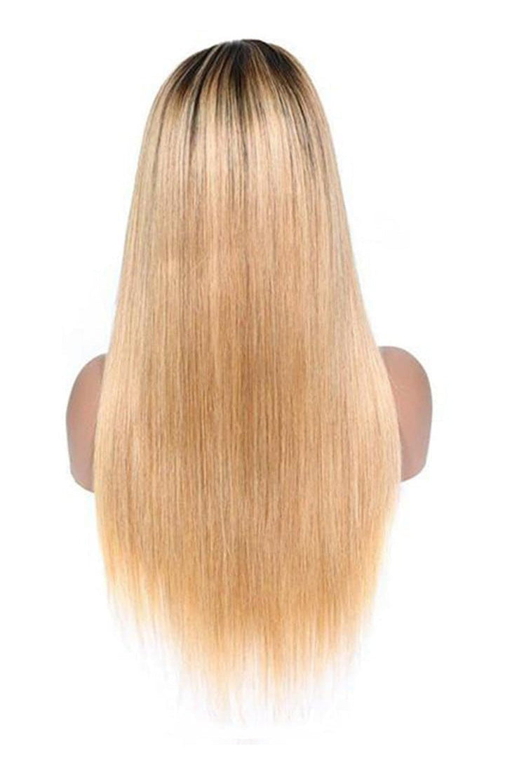 13x6 sans colle HD dentelle fraise blonde avec racines foncées-HD50