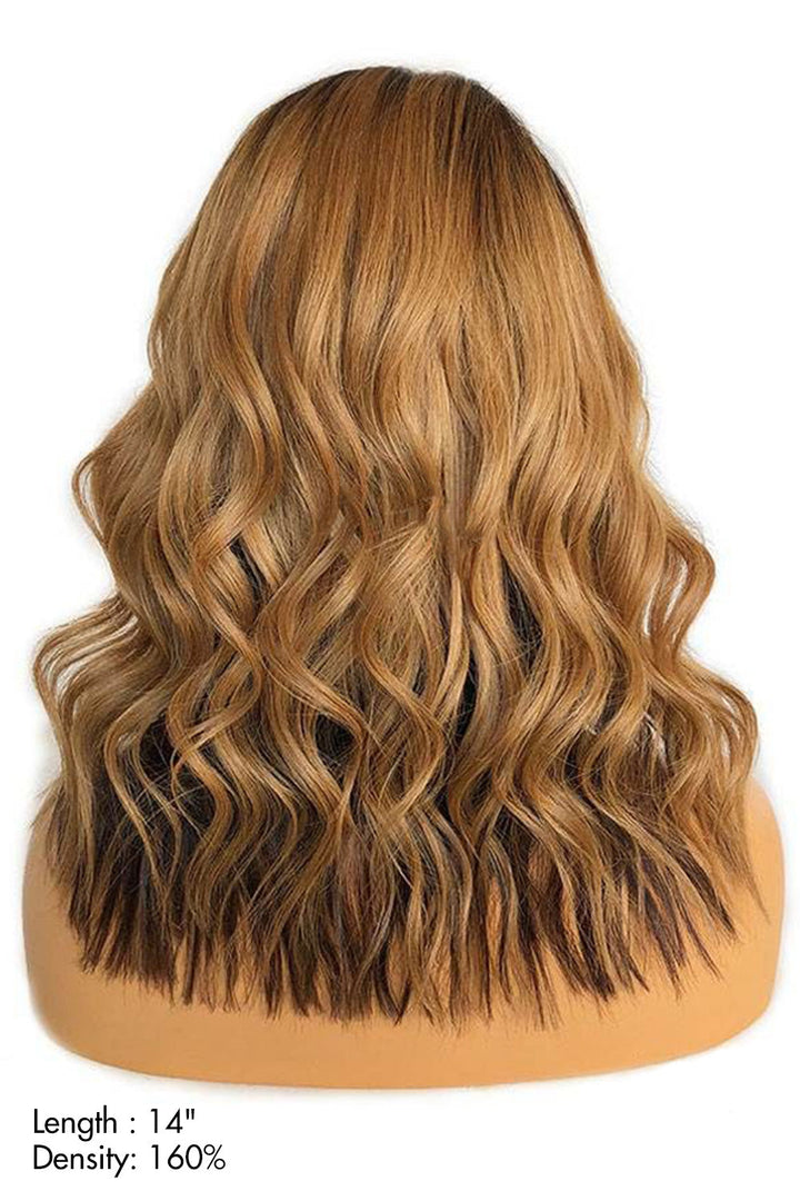 13x6 HD Glueless Lace Front Layered Brown Wave 14 inch Bob Wigs