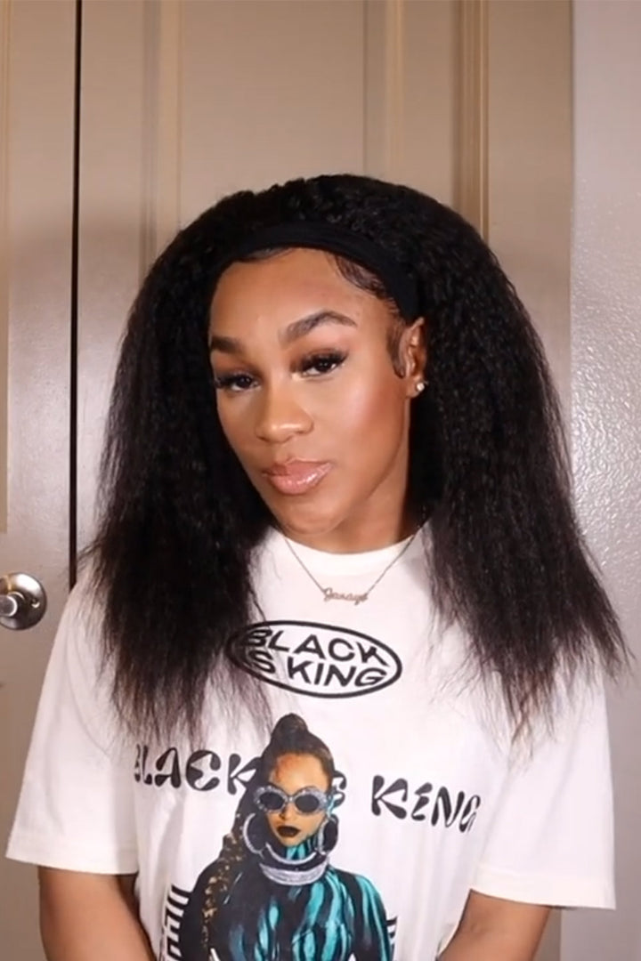 Kinky Straight Headband Wig Human Hair Styles HBW04