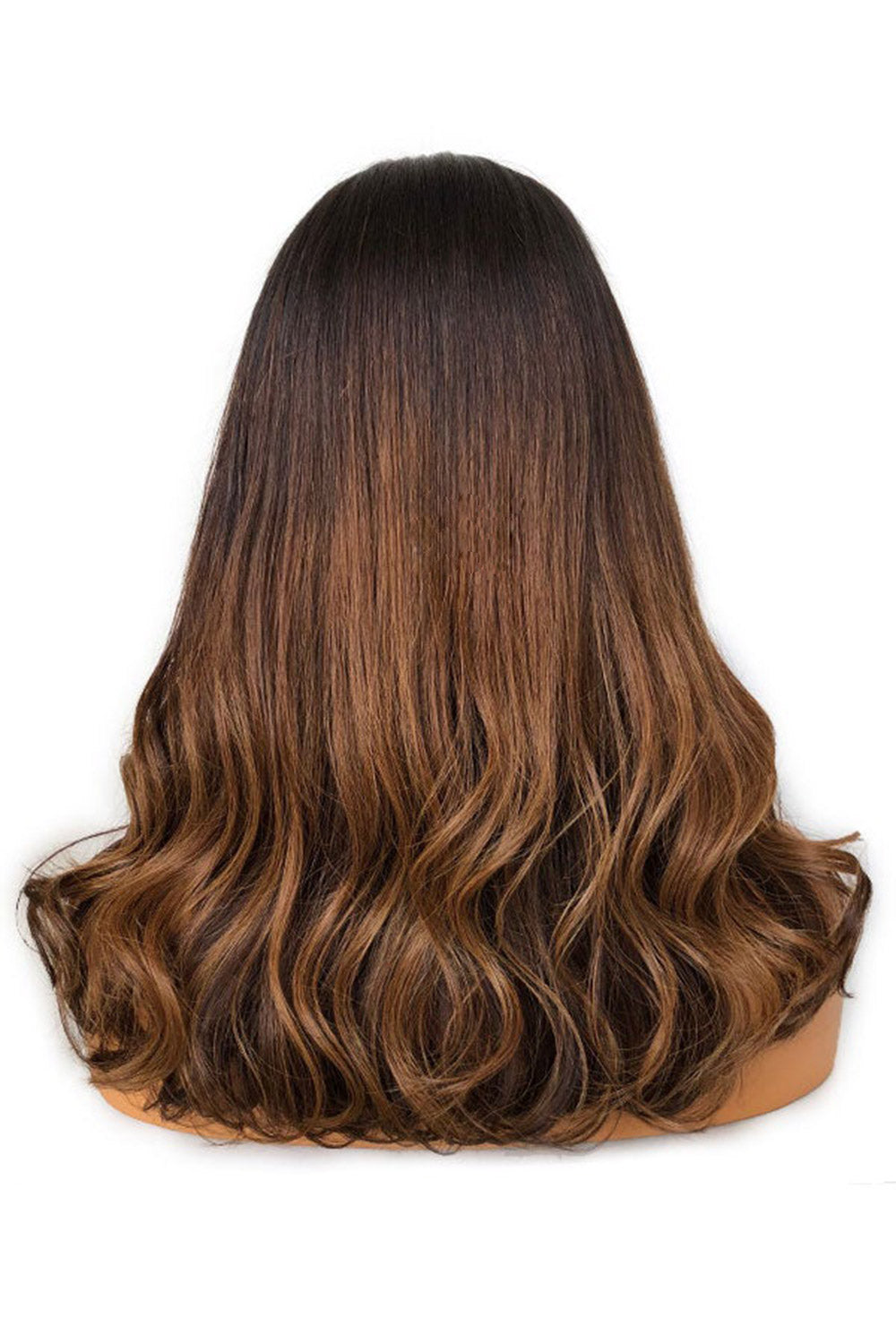 13*6 HD Lace Fake Scalp Wigs Ombre Dark Brown Long Body Wavy Glueless -2