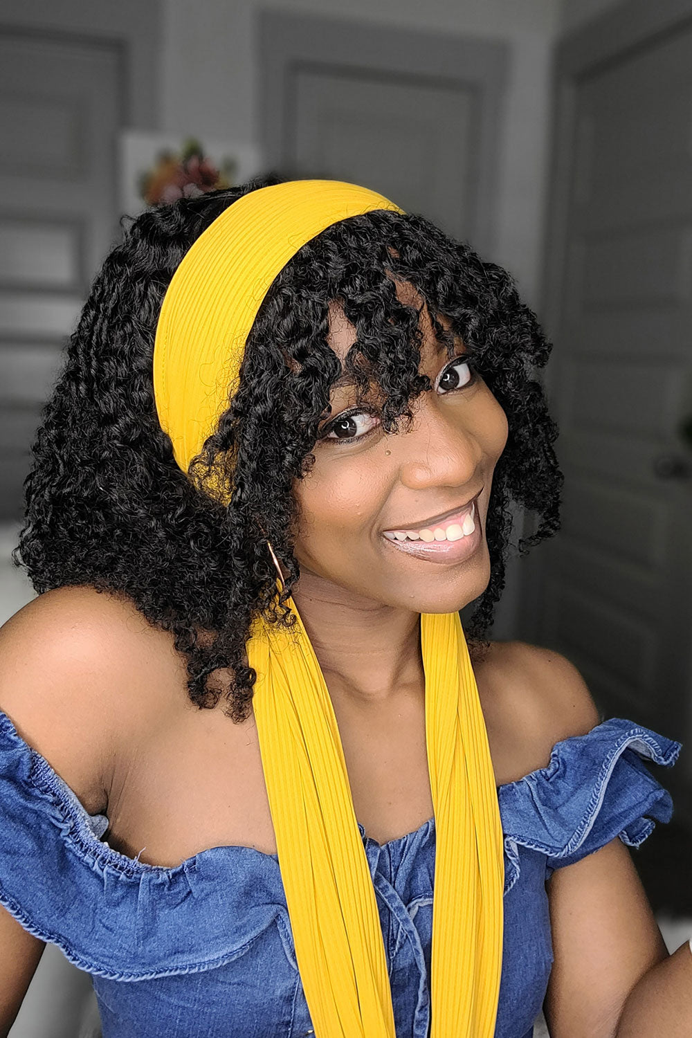 Kinky Curly Headband Wig Human Hair Styles HBW21