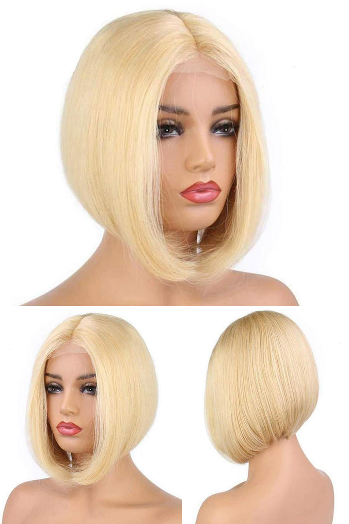 Blunt Cut 613 Blonde Bob 13x4 Full Lace Frontal Short Wigs