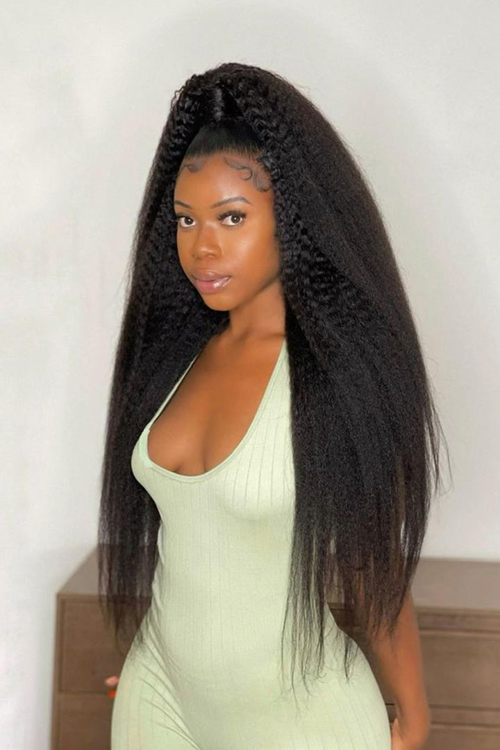 Pre Plucked 360 Hd Lace Frontal Wig Human Hair Kinky Straight Styles