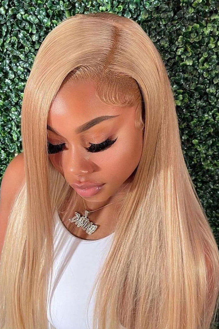 13x6 Glueless Hd Lace Strawberry Blonde Wig Long Bone Straight