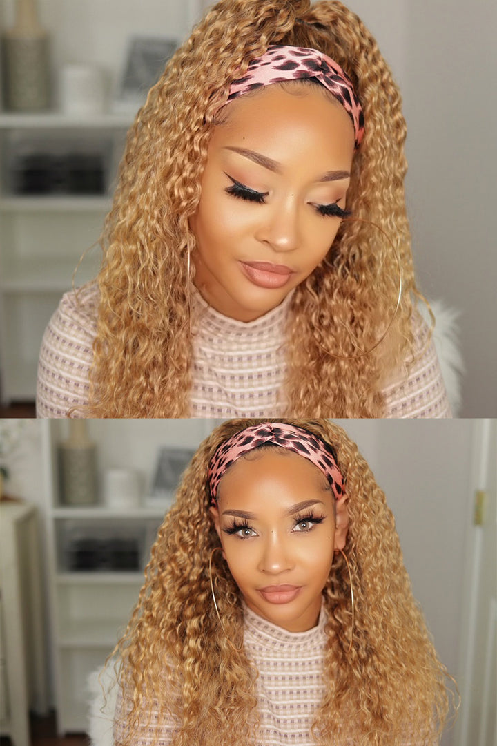 Loose Deep Wave #27 Color Human Hair Headband Wig HBW11