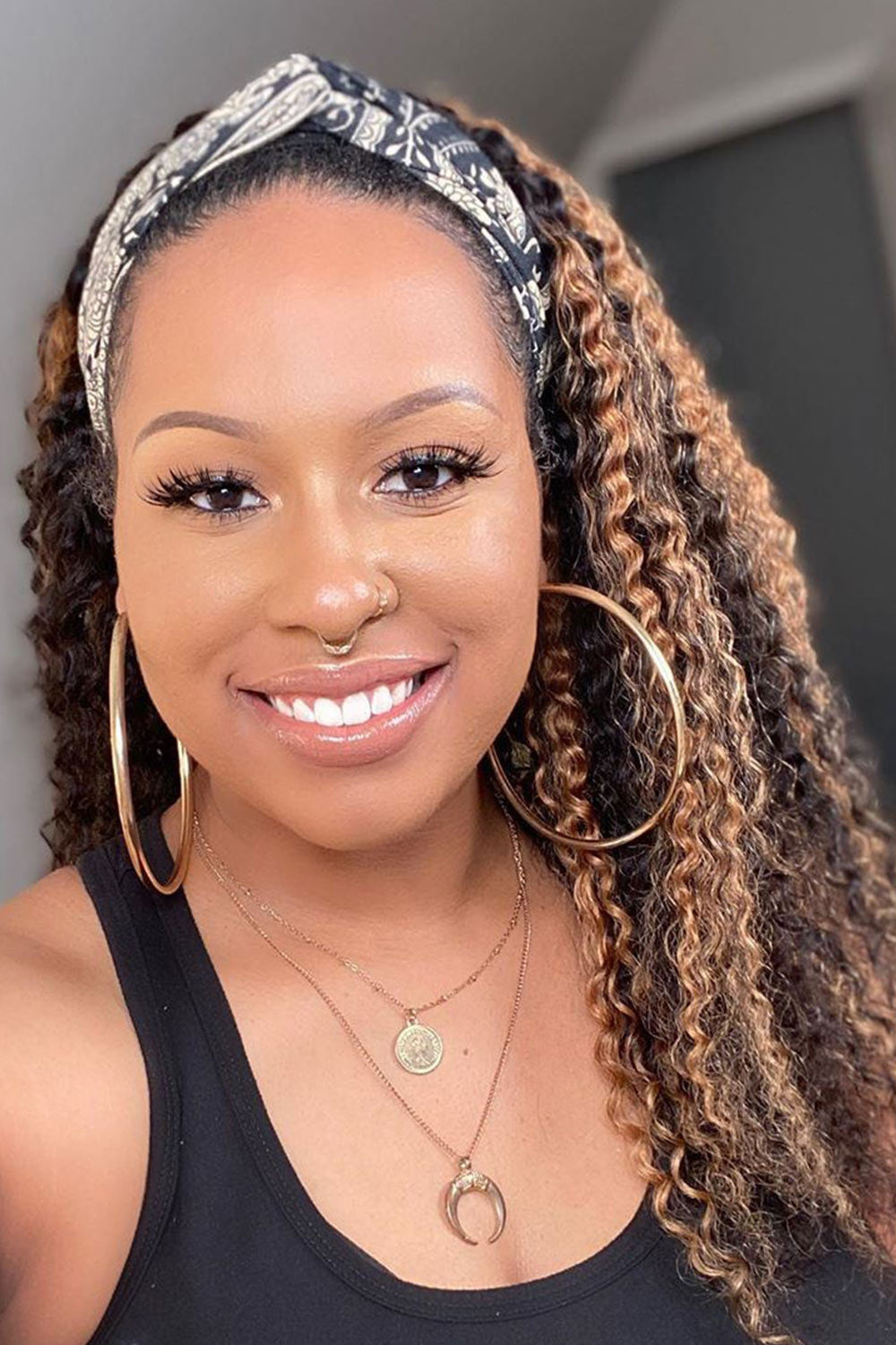 Highlights Curly Headband Wig Human Hair HBW06