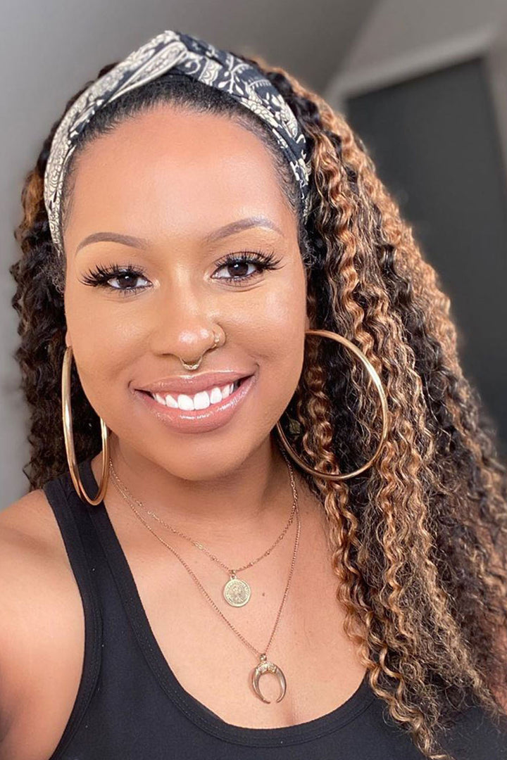 Highlights Curly Headband Wig Human Hair HBW06