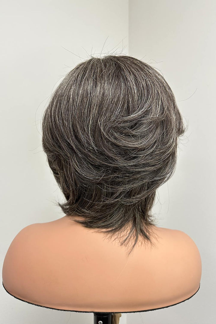 Designer Wigs-13*6 Lace Front Wig Silver Grey For Lady Pixie Bob