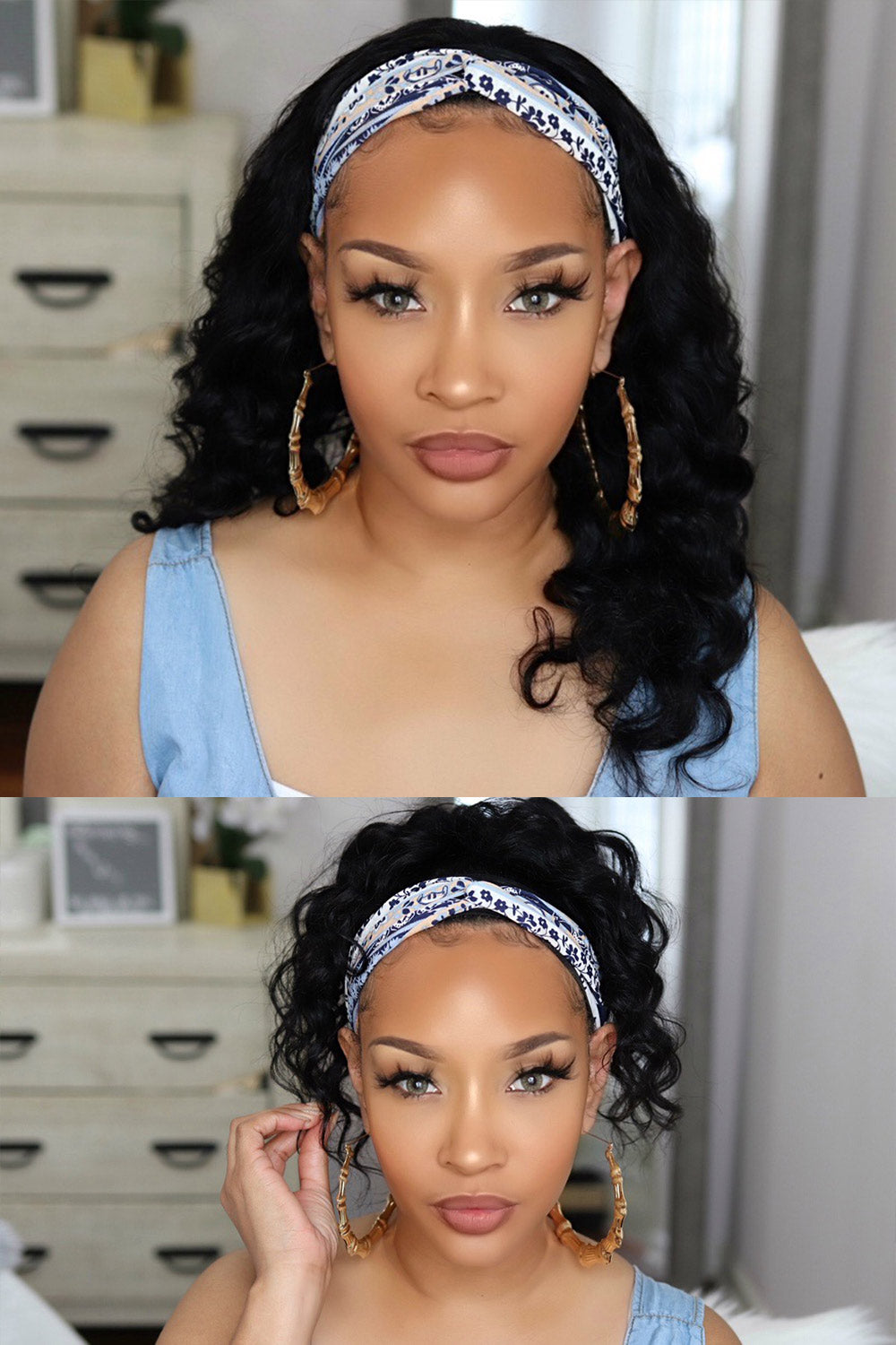 Natural Color Loose Wave Headband Wig Human Hair HBW02