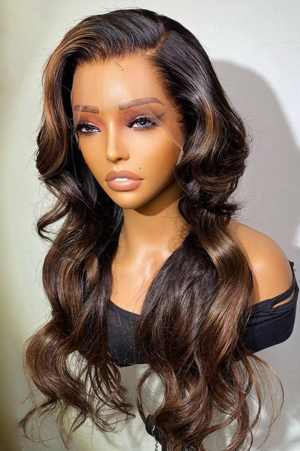 Designer Wigs-13*6 HD Glueless Brown Highlights Wave Wig