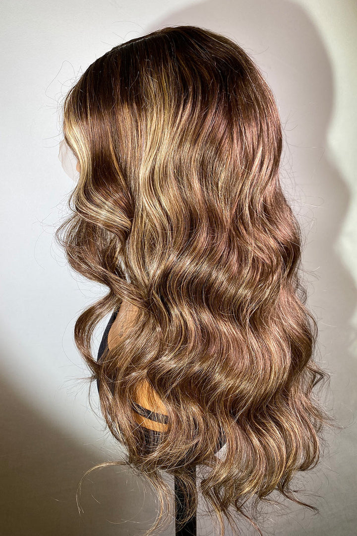 Designer Wigs-Layered Cut Loose WaveWith Stunning Highlights I T-Part