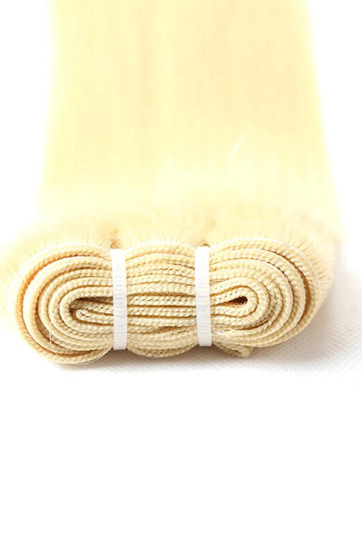 613 blonde bundles double weft sew in extensions detail