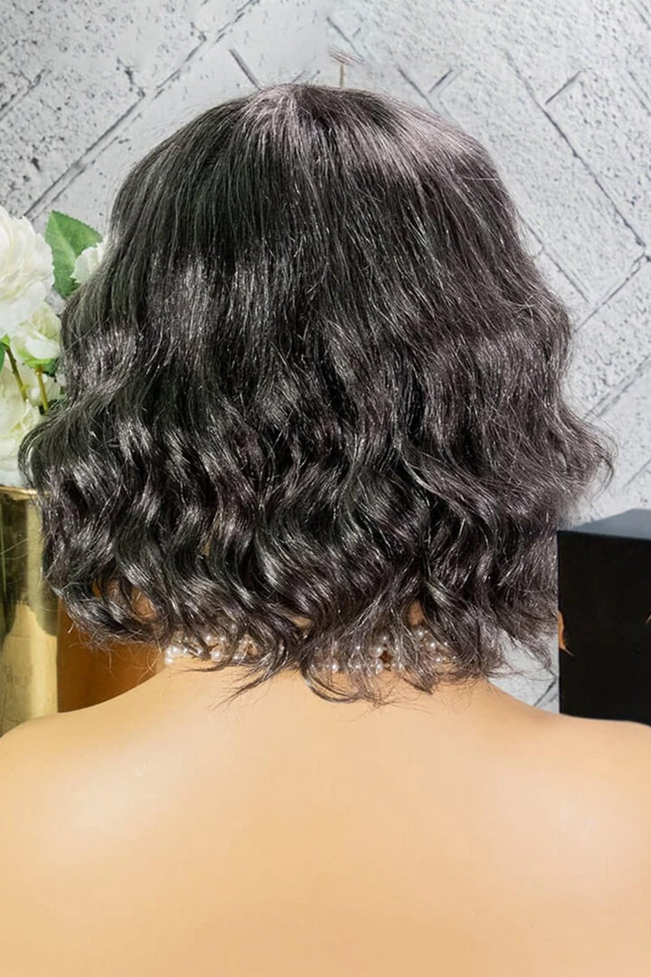 Short Wavy Salt & Pepper Bob Wig For Lady Non Lace MM01