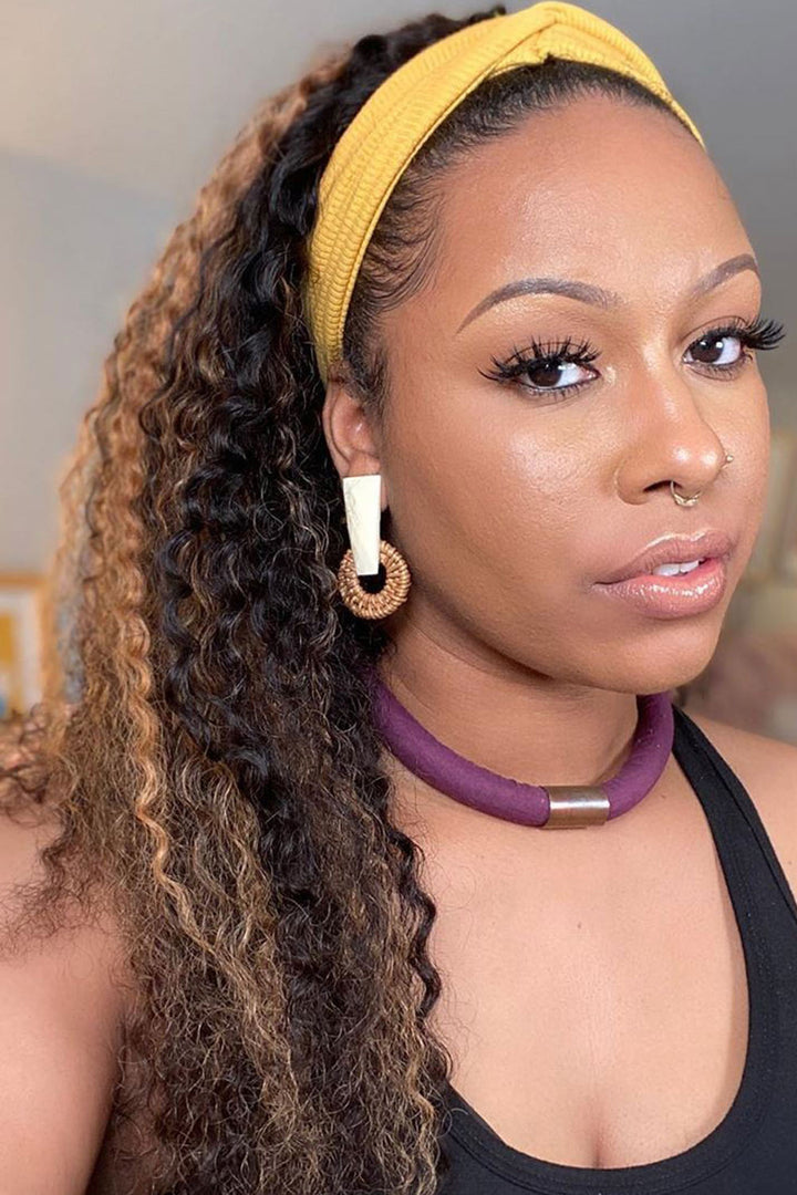 Highlights Curly Headband Wig Human Hair HBW06