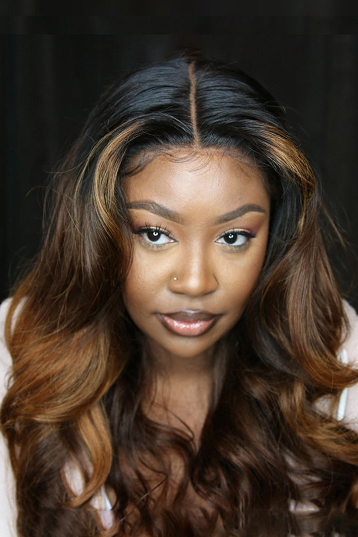 13x6 Glueless Hd Brown Ombre Wig Body Wave-HD39