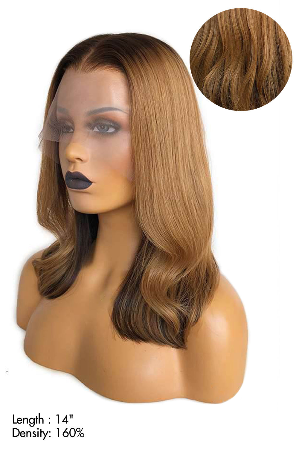 13x6 HD Glueless Lace Front Layered Brown Wave 14 inch Bob Wigs