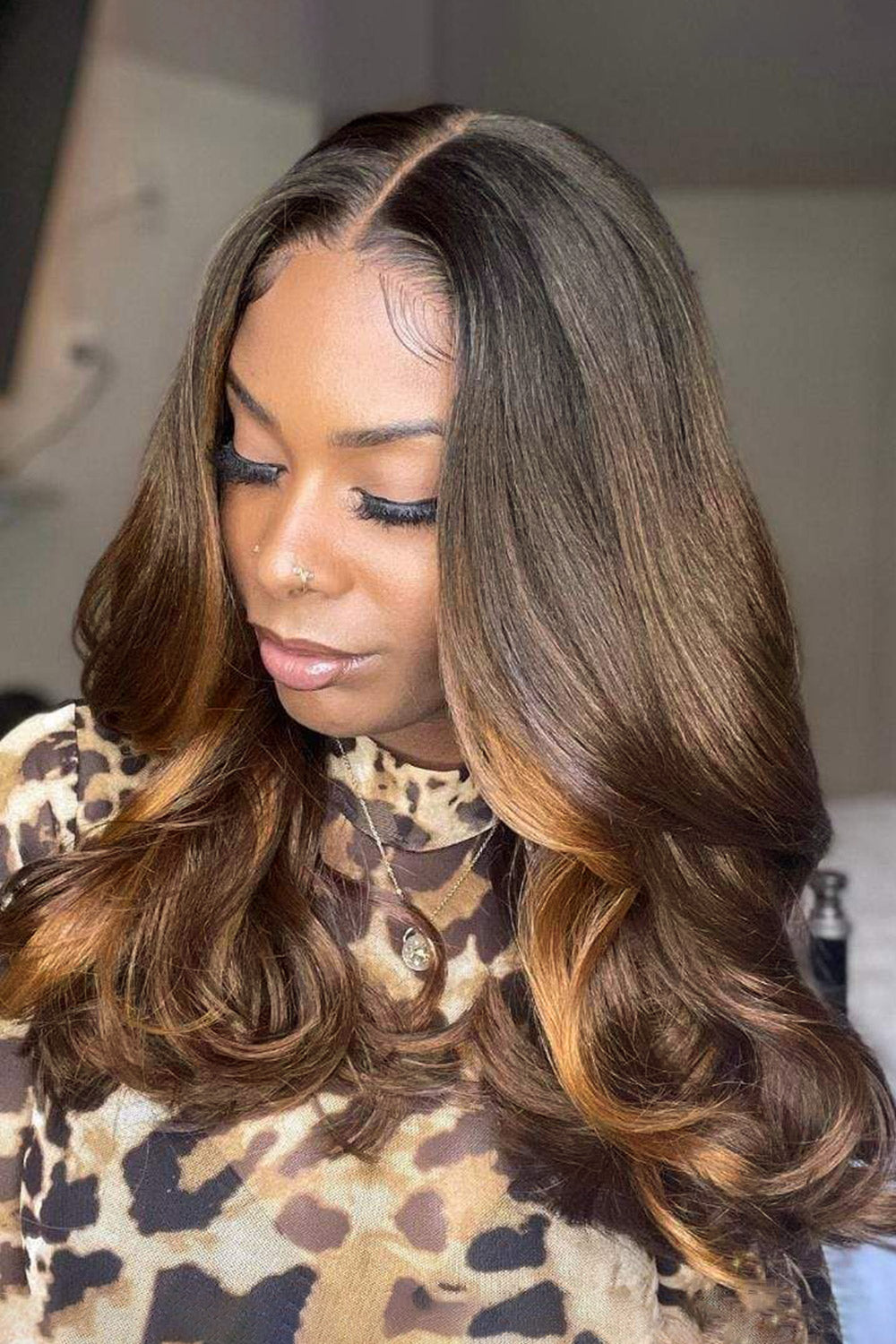 13x6 HD Lace Brown with Highlight Wave Wigs-HD15