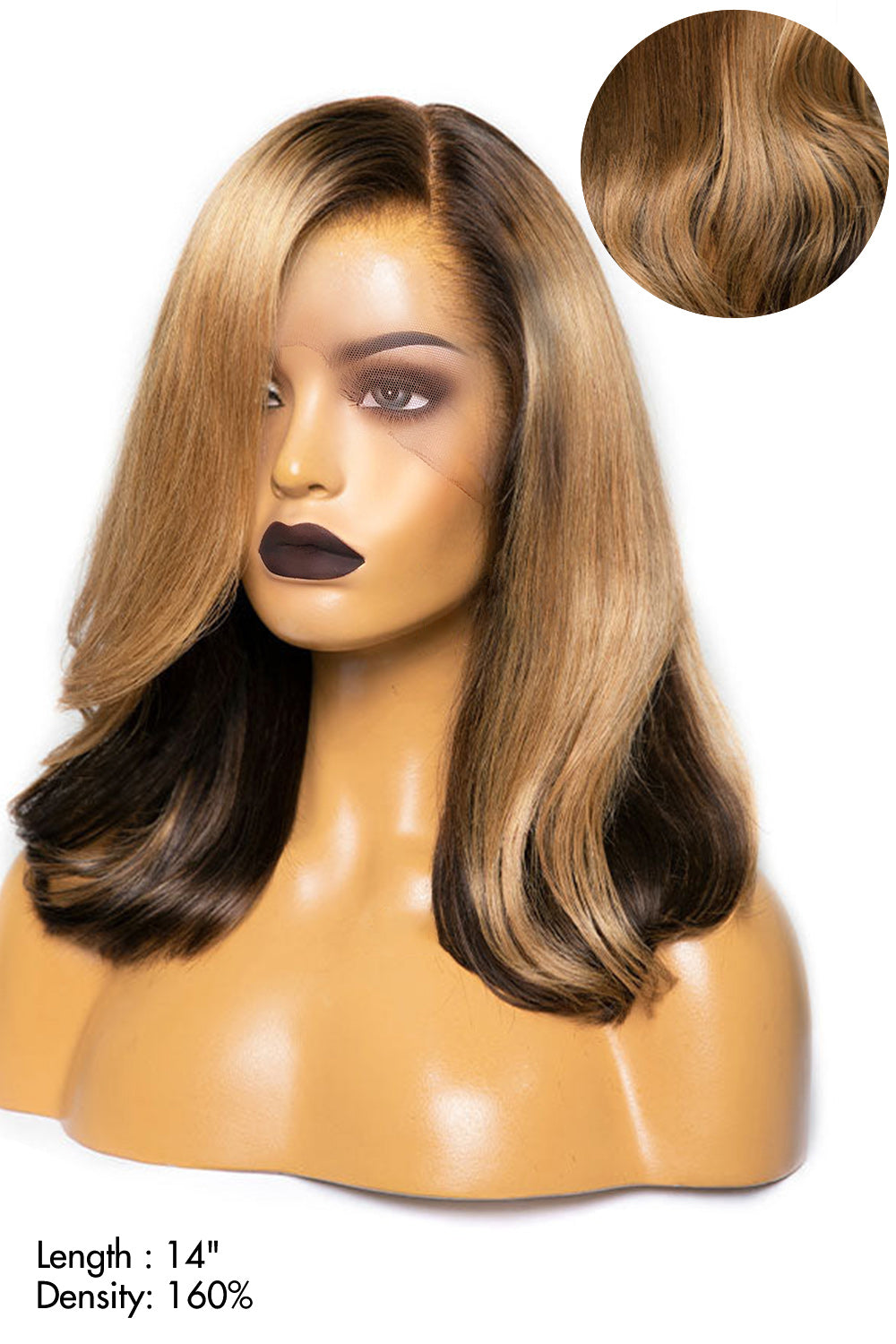 13x6 HD Glueless Lace Front Layered Brown Wave 14 inch Bob Wigs