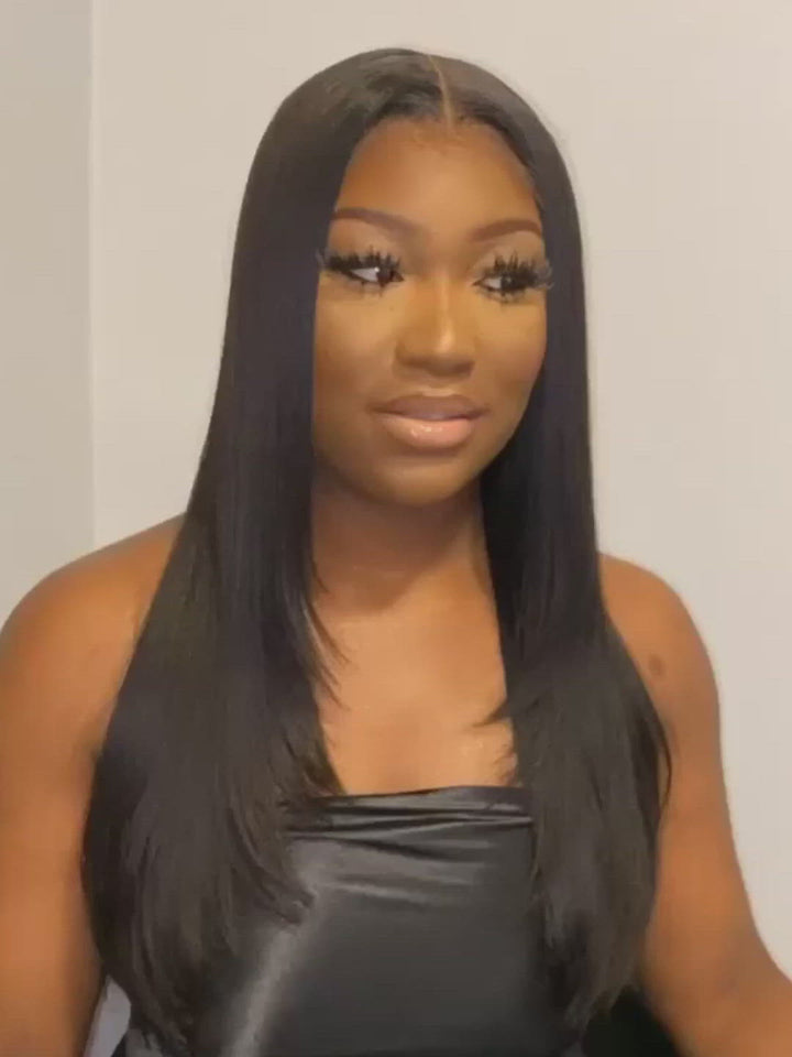 13x6 HD Klebstofflose Perücke Feder Gerade-HD02