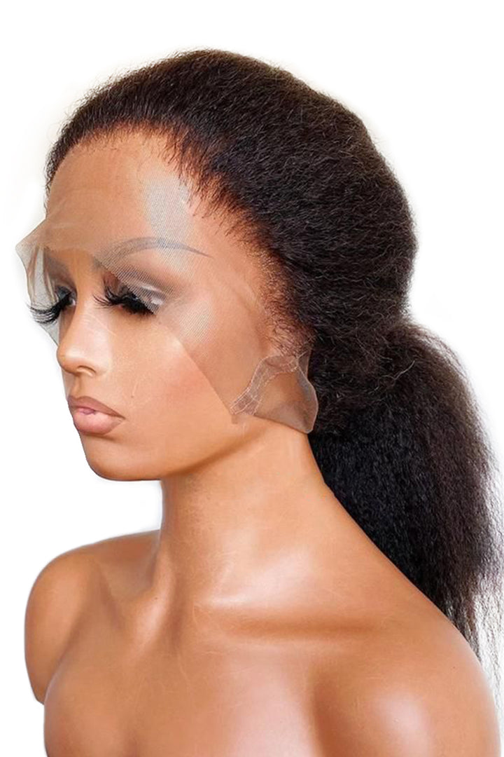Pre Plucked 360 Hd Lace Frontal Wig Human Hair Kinky Straight Styles-5