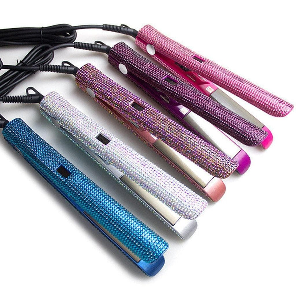 Professional Hair Straighteners & Curling Irons Titanium Alloy Straightening Rhinestones 2 in 1 straight hair curling - Yghairs