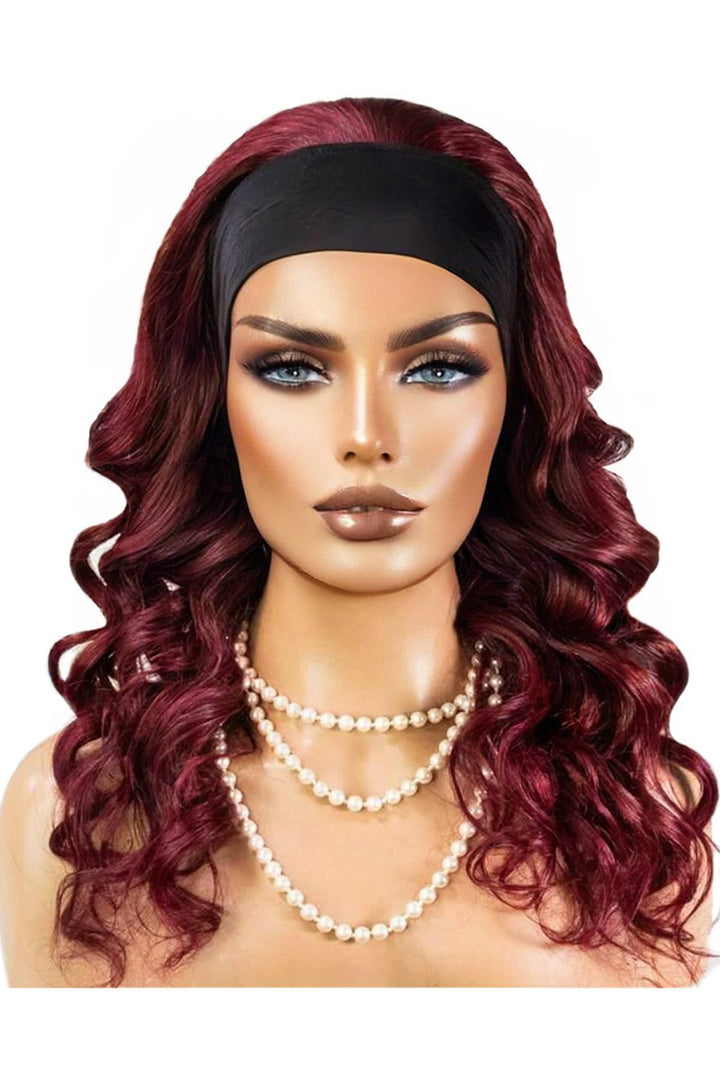 Bourgogne 99J cheveux humains bandeau perruque styles HBW08