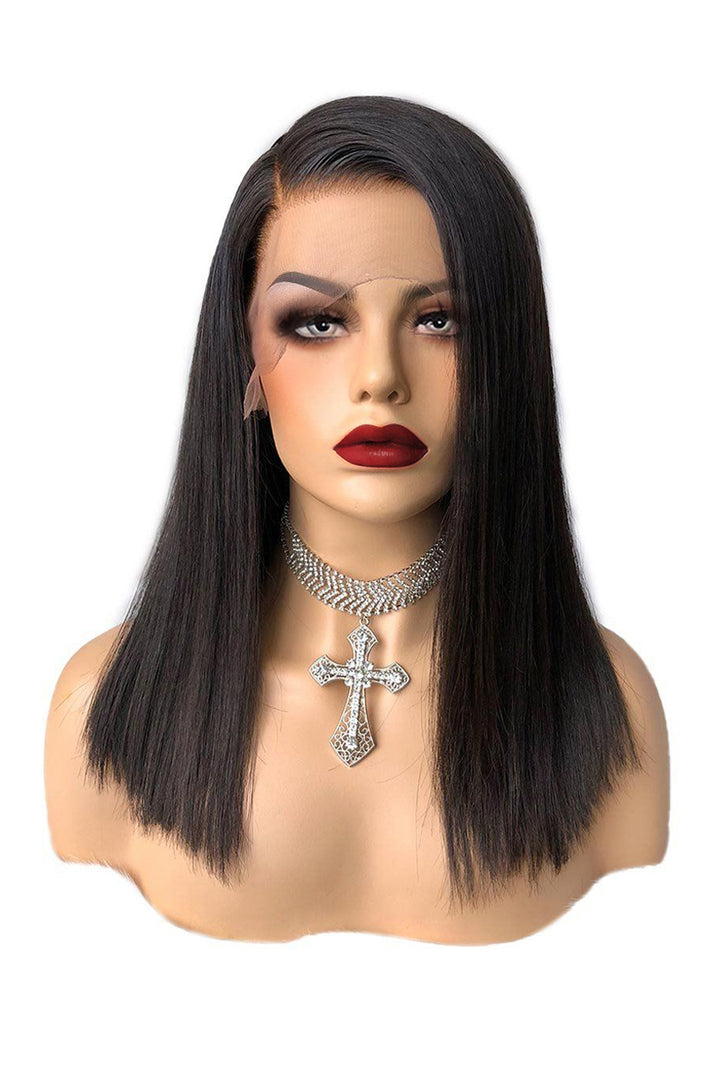 Glueless Hd Lace Wig 12-14 Inch Side Part Blunt Bob Bone Straight