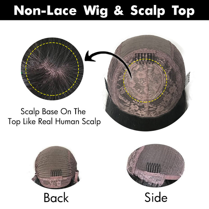 Kinky Curly Non Lace Scalp Top Human Hair Wigs MM05 - ygwigs
