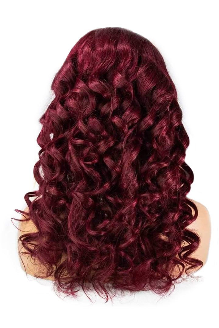 Bourgogne 99J cheveux humains bandeau perruque styles HBW08