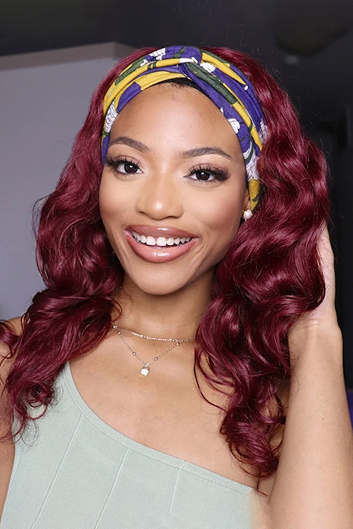 Bourgogne 99J cheveux humains bandeau perruque styles HBW08