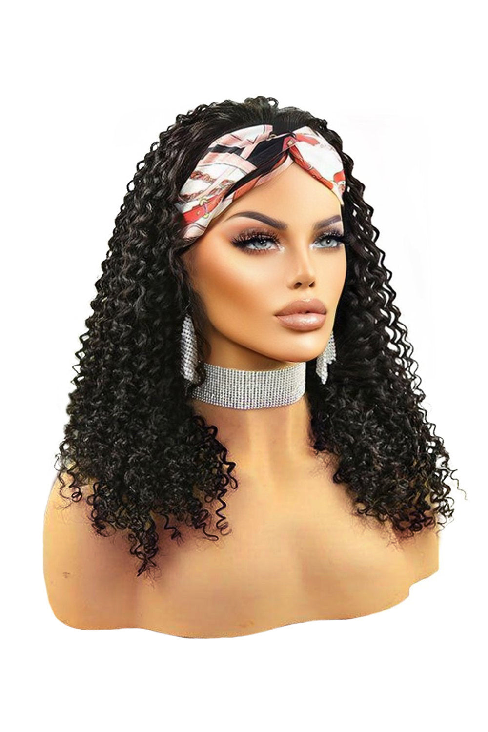 Ella Jerry Peluca con diadema de cabello humano rizado HBW27