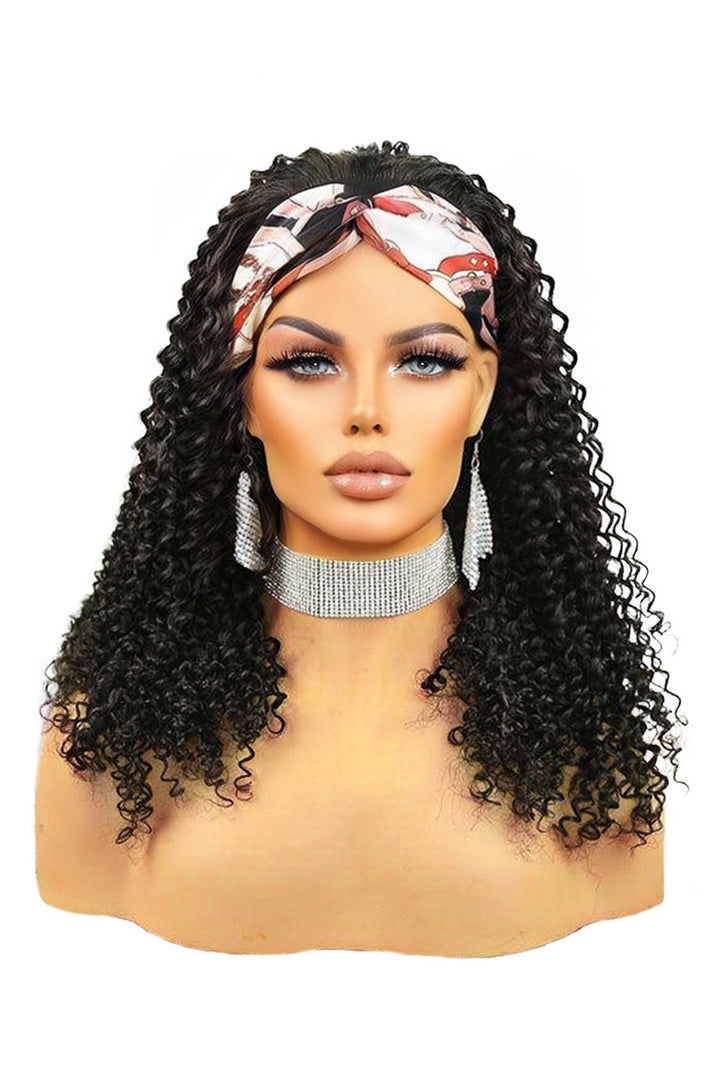 Ella Jerry Peluca con diadema de cabello humano rizado HBW27
