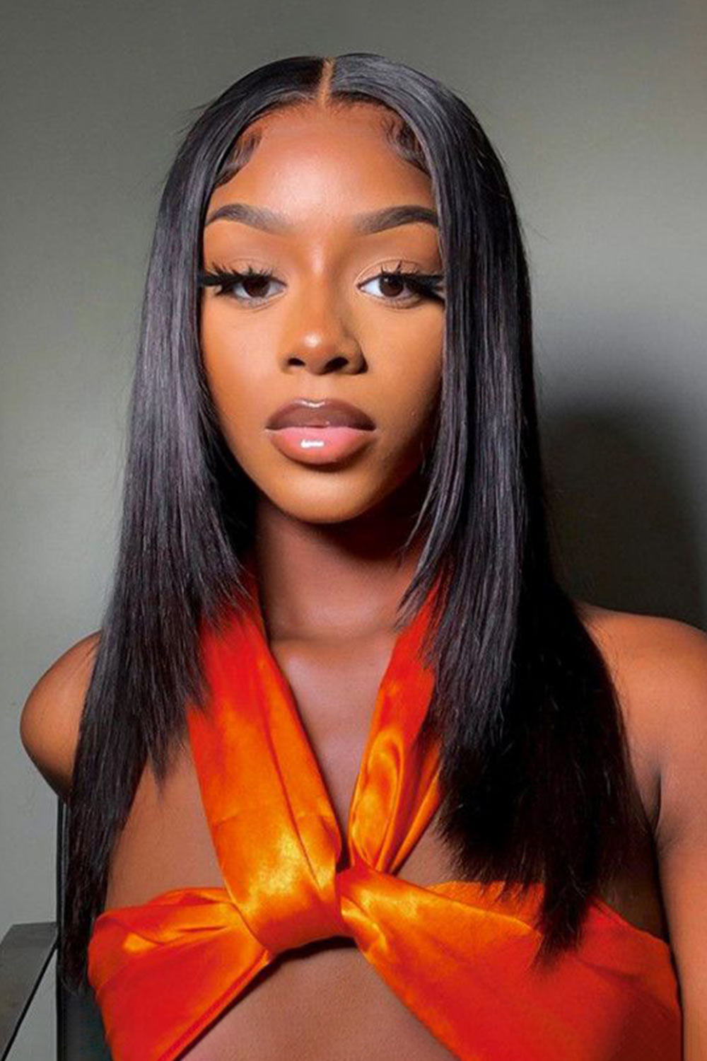 13x6 HD Klebstofflose Perücke Feder Gerade-HD02