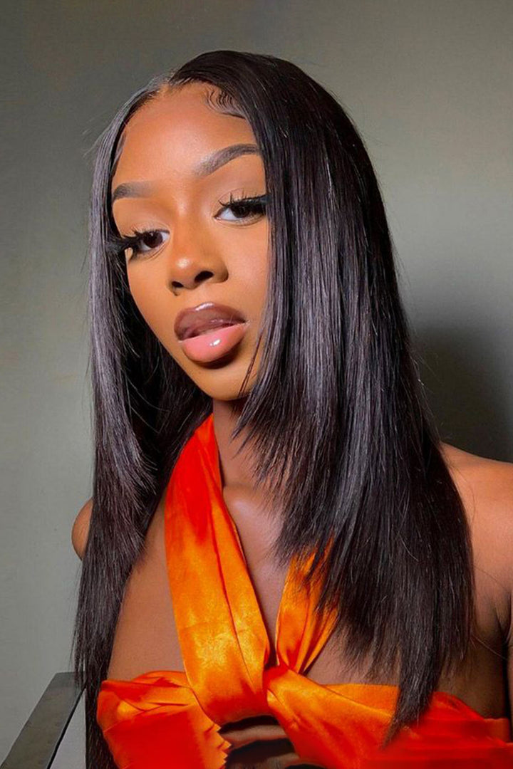 13x6 HD Klebstofflose Perücke Feder Gerade-HD02