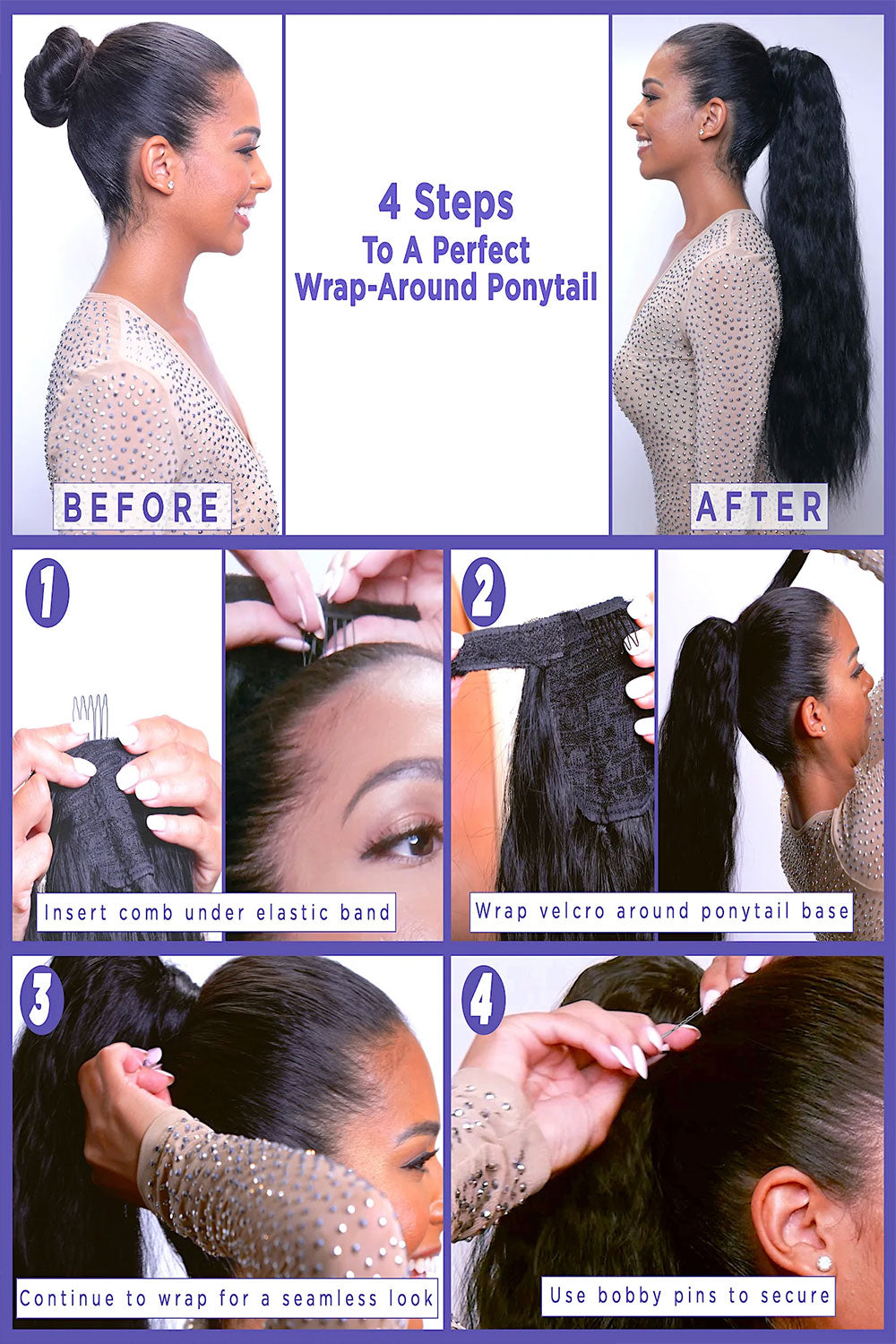 Loose Wave Natural Color Ponytails Wrap Around Extensions 120-150g