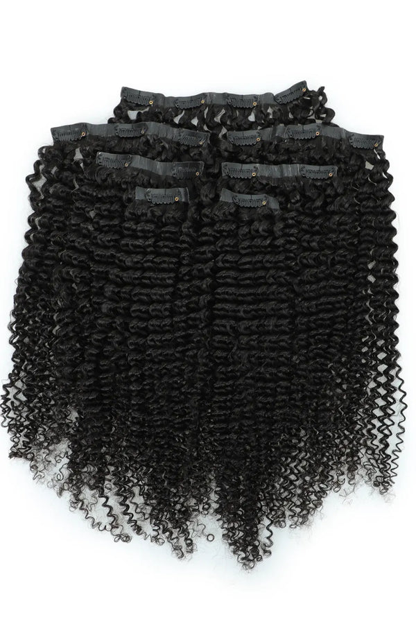 Extensiones de cabello con clip, rizadas y de doble densidad, sin costuras.